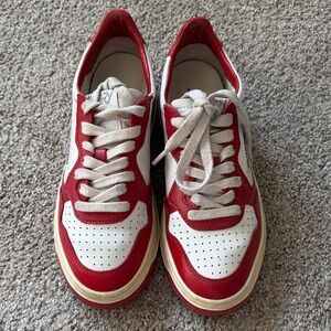 Autry Medalist Red and White Athletic Sneakers